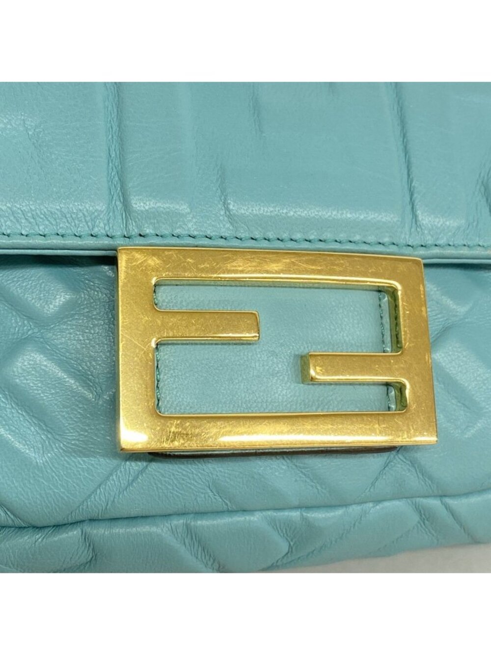 ★SOLD★ Fendi Handbag Baguette Mini Leather Emerald Green Silver 2-Way - Picture 8 of 10
